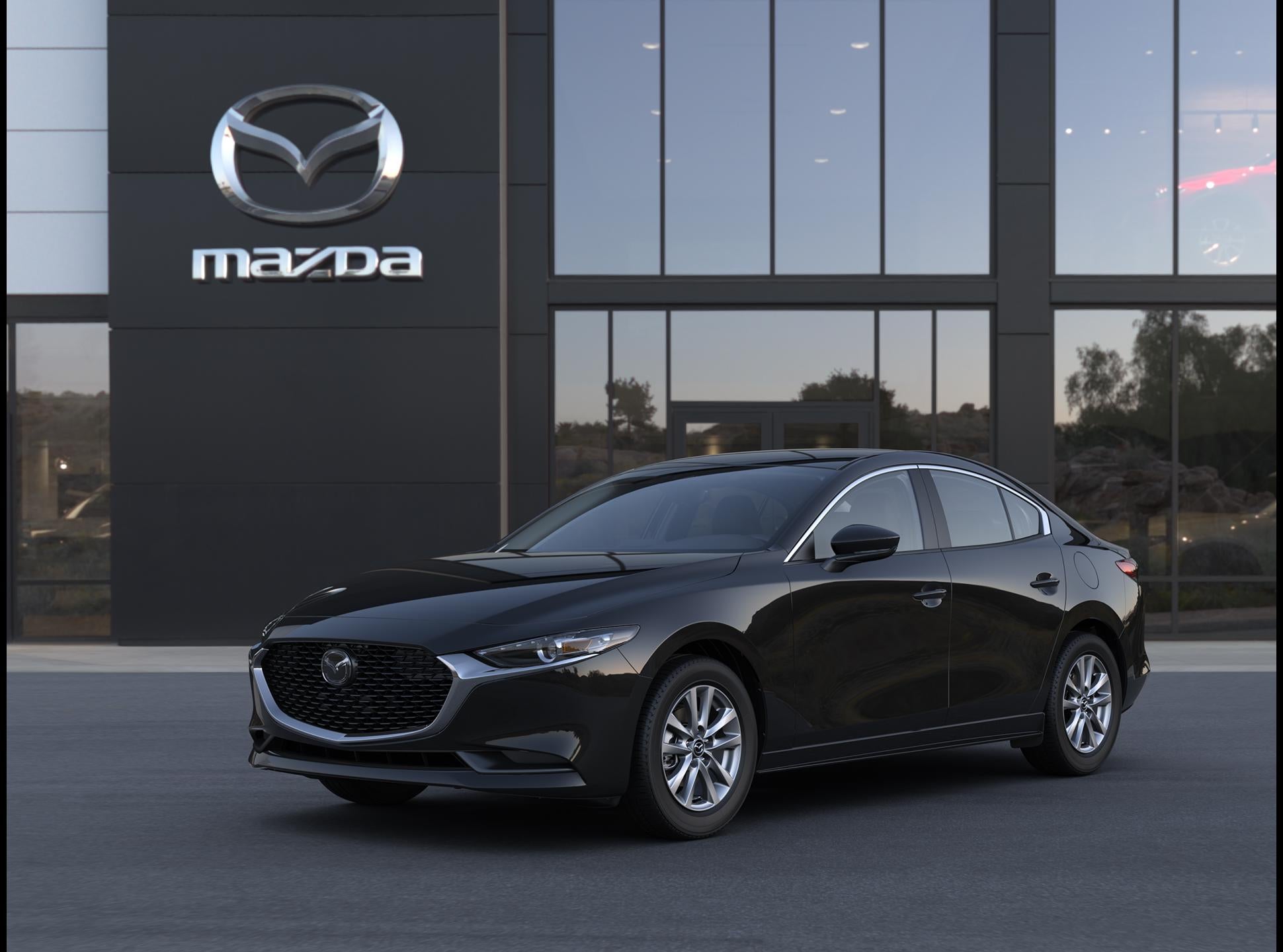 2026 Mazda Mazda3 Sedan 2.5 S in Jet Black Mica — front three-quarter view
