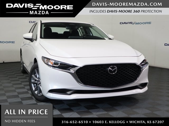 2026 Mazda Mazda3 Sedan 2.5 S in Snowflake White Pearl — front three-quarter view