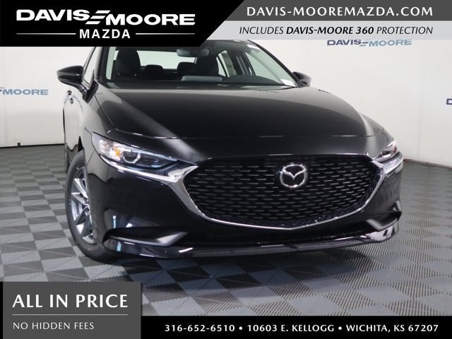 2026 Mazda Mazda3 Sedan 2.5 S in Jet Black Mica — front three-quarter view