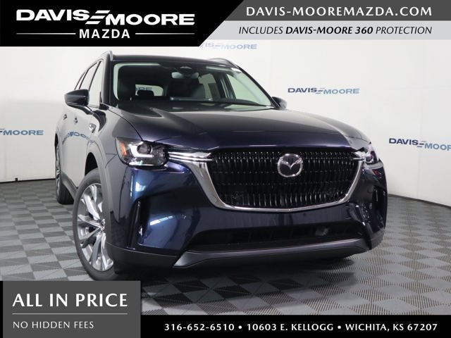 2026 Mazda Mazda CX-90 3.3 Turbo Preferred AWD in Deep Crystal Blue Mica — front three-quarter view