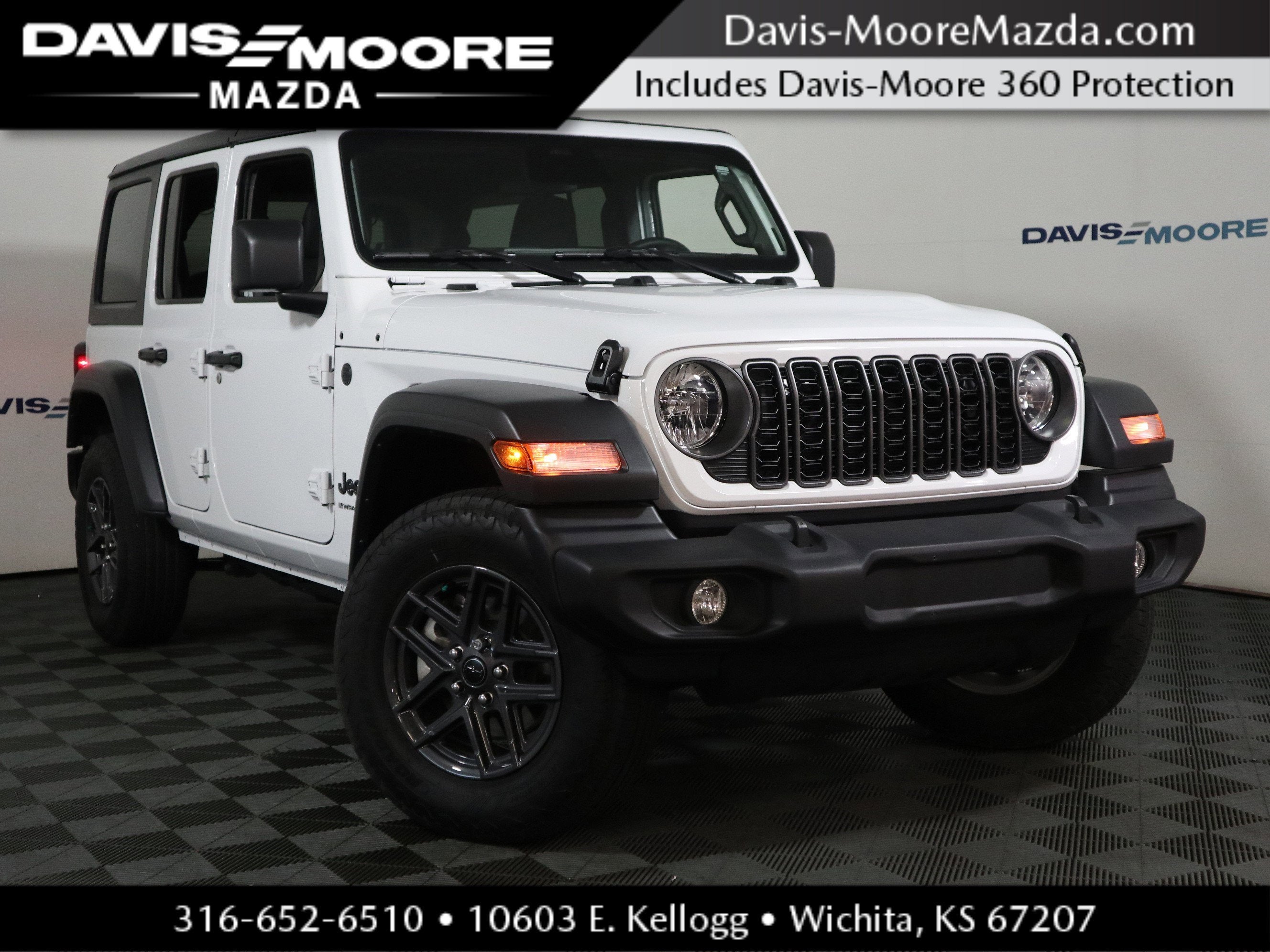 2025 Jeep Wrangler Sport S in Bright White Clearcoat — front three-quarter view