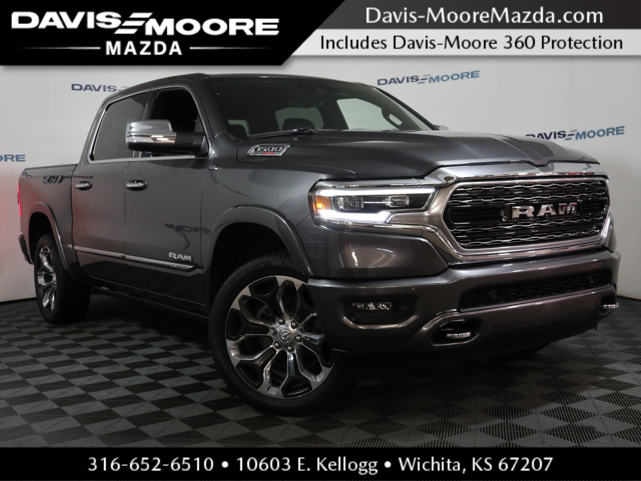 2022 RAM 1500 Limited in Granite Crystal Metallic Clearcoat — front three-quarter view