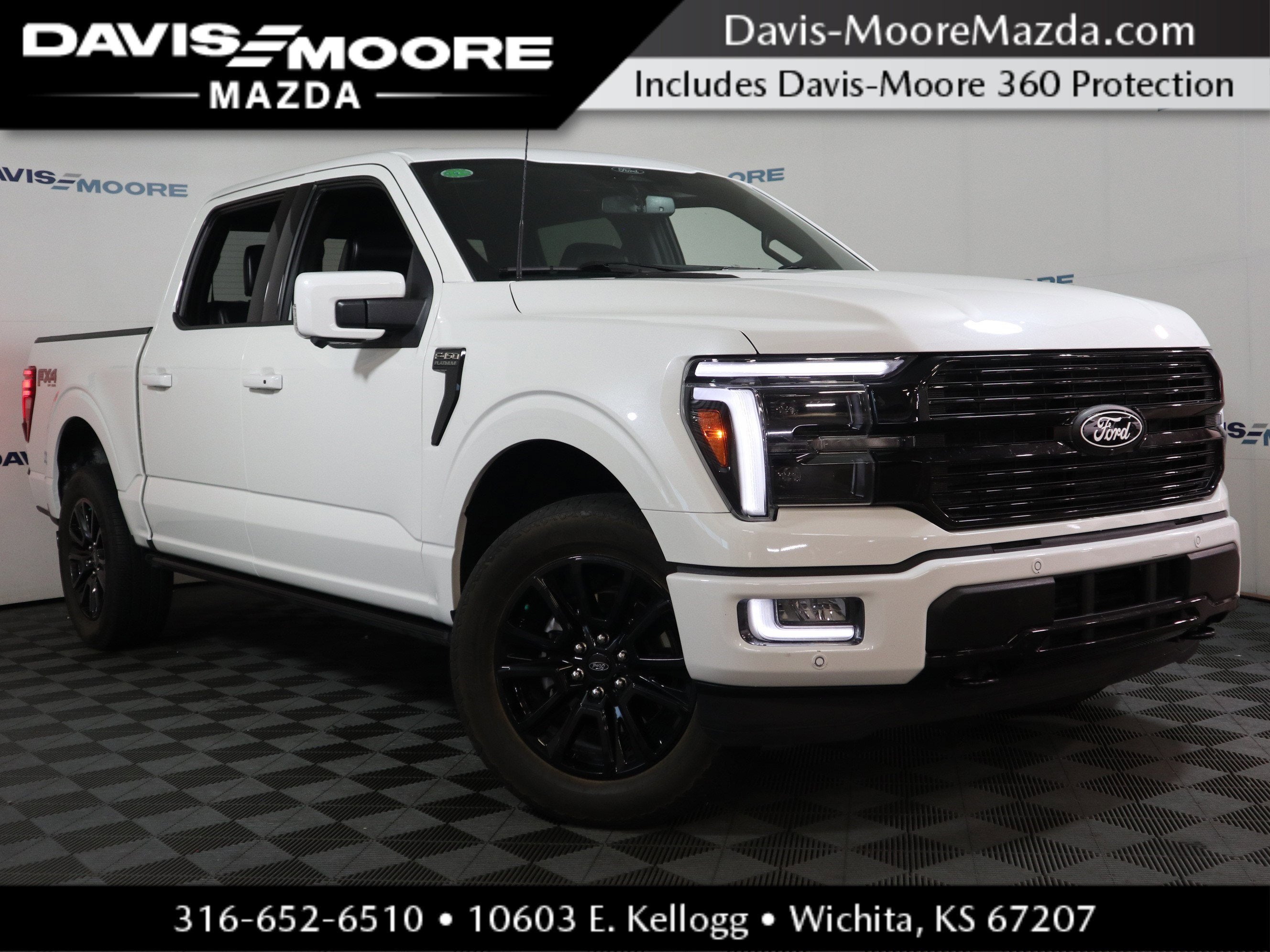 2024 Ford F-150 Platinum in White Metallic — front three-quarter view