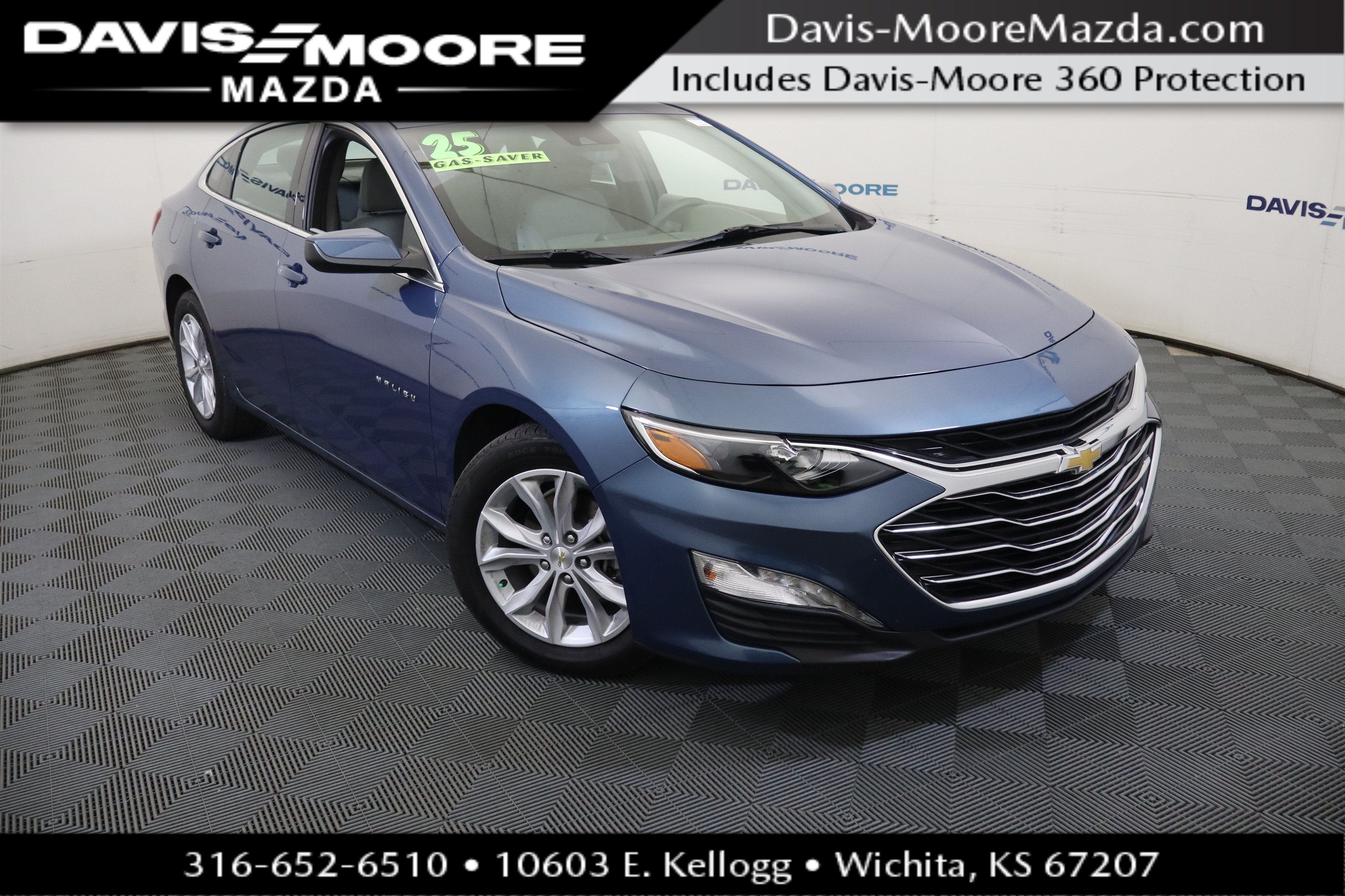 2025 Chevrolet Malibu LT in Lakeshore Blue Metallic — front three-quarter view