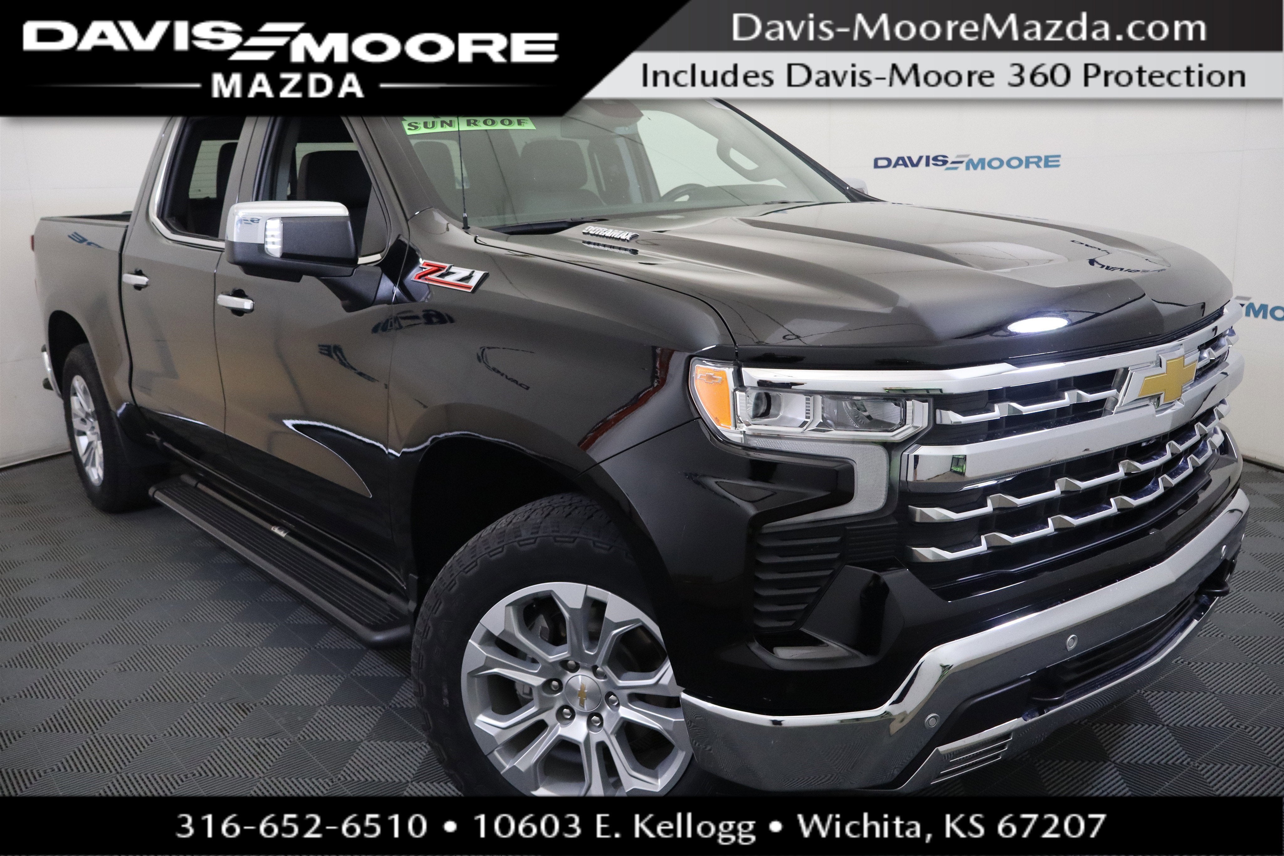 2025 Chevrolet Silverado 1500 LTZ in Black — front three-quarter view