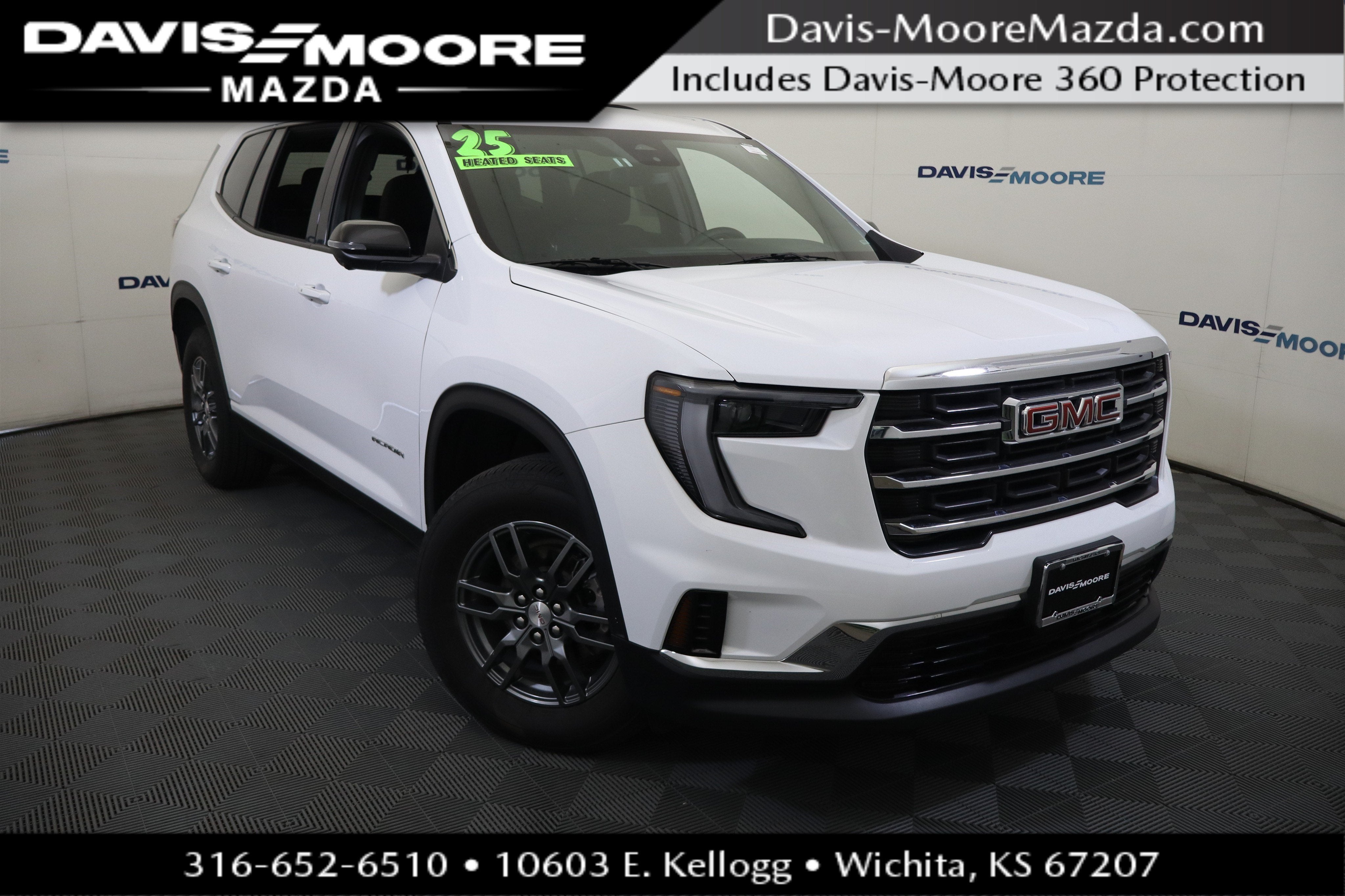 2025 GMC Acadia FWD Elevation in Summit White — front three-quarter view
