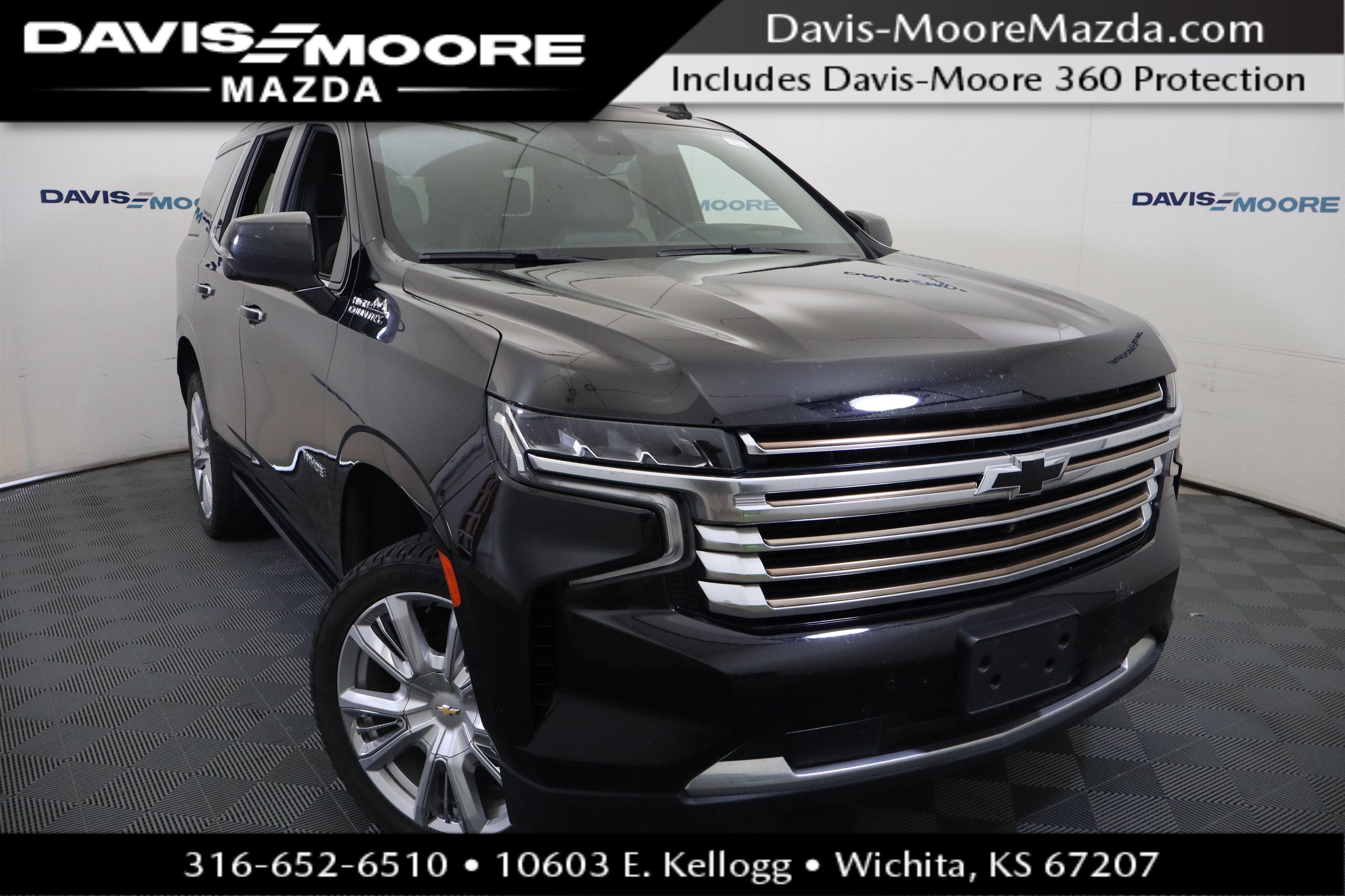 2023 Chevrolet Tahoe High Country in Black — front three-quarter view