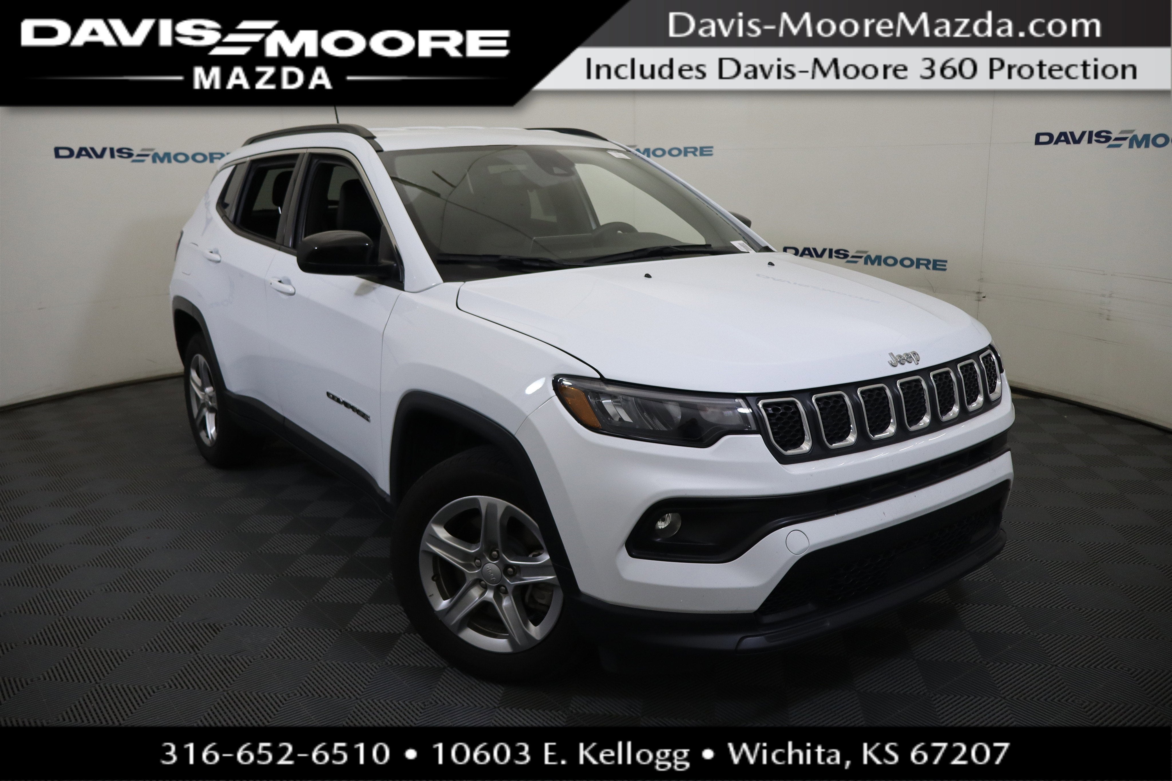 2024 Jeep Compass Latitude in Bright White Clearcoat — front three-quarter view