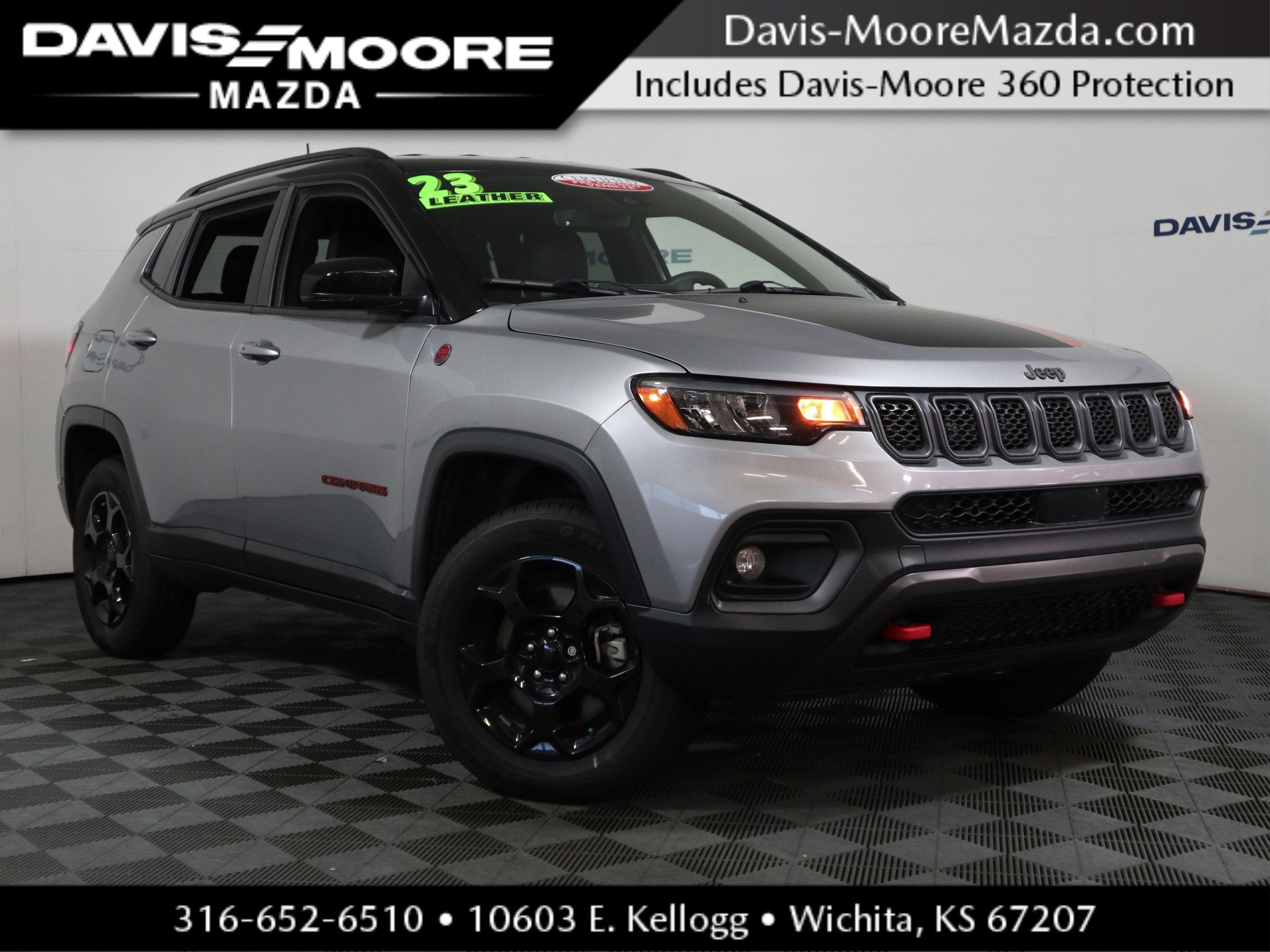 2023 Jeep Compass Trailhawk in Billet Silver Metallic Clearcoat — front three-quarter view
