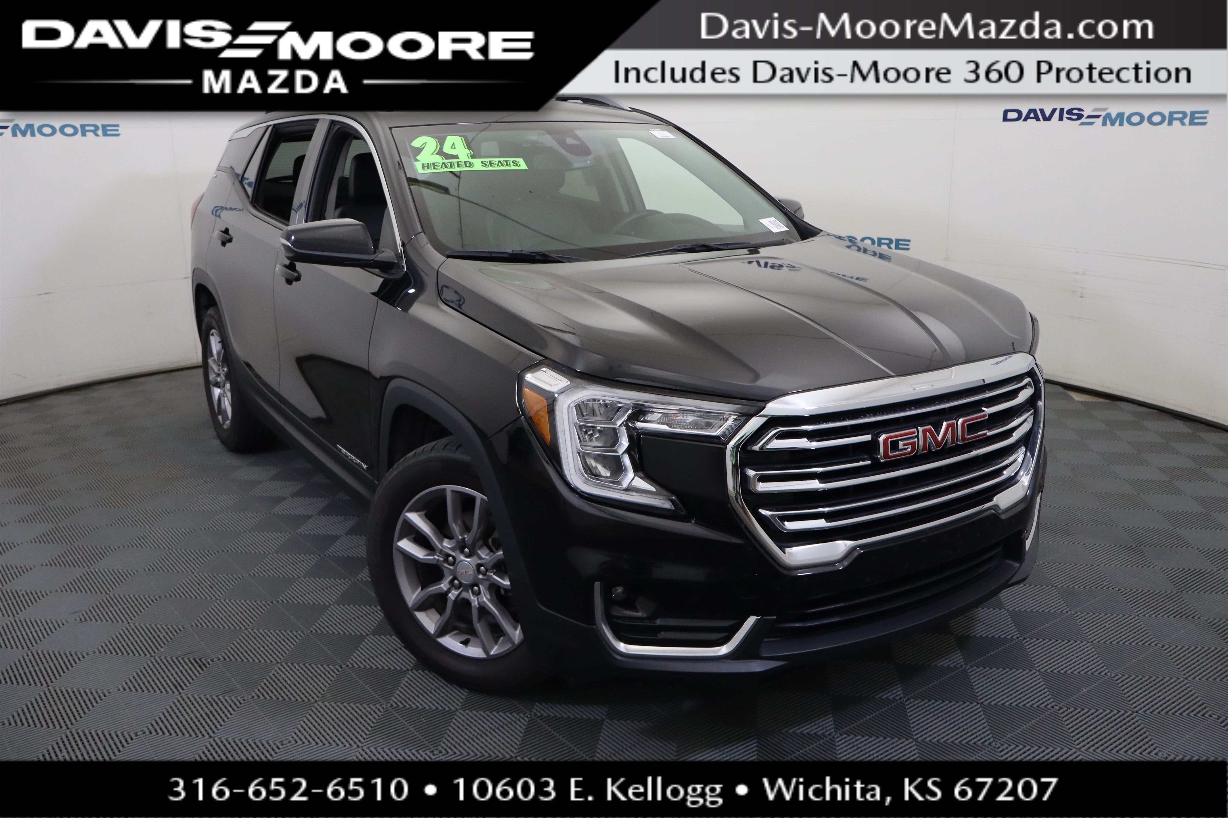 2024 GMC Terrain SLT in Ebony Twilight Metallic — front three-quarter view