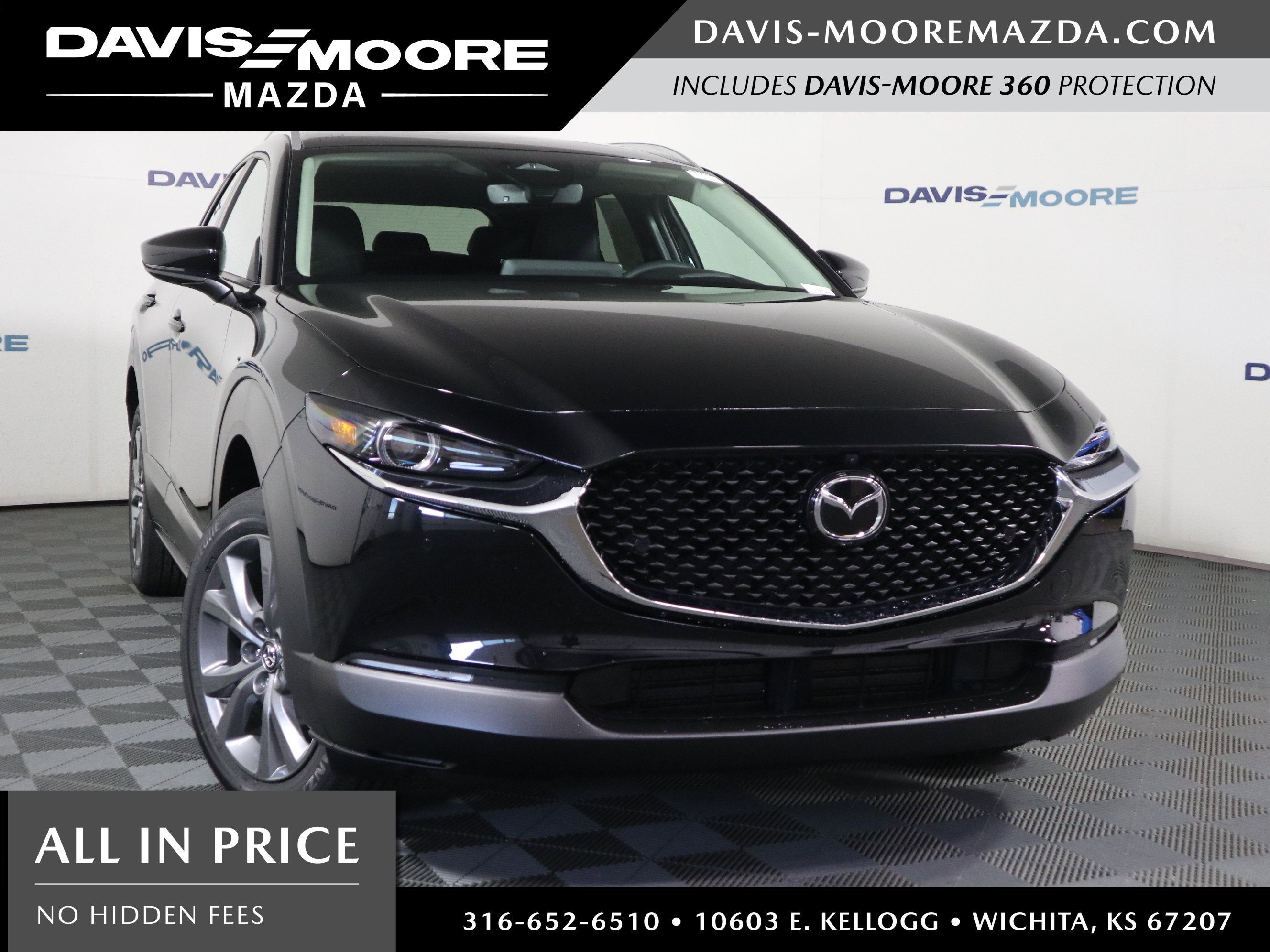 2026 Mazda Mazda CX-30 2.5 S Premium AWD in Jet Black Mica — front three-quarter view