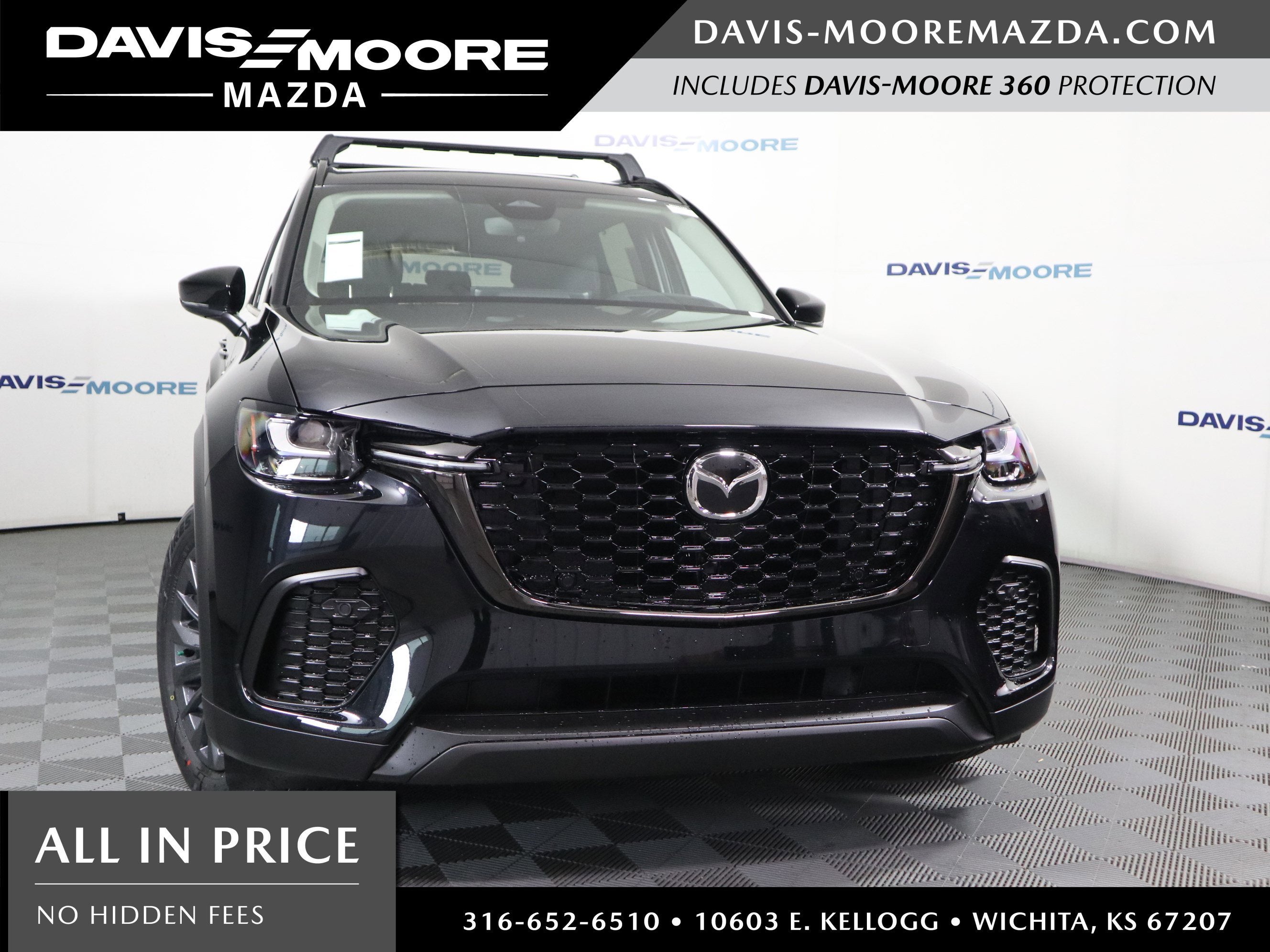 2026 Mazda Mazda CX-70 Plug-In Hybrid SC Plus AWD in Jet Black Mica — front three-quarter view