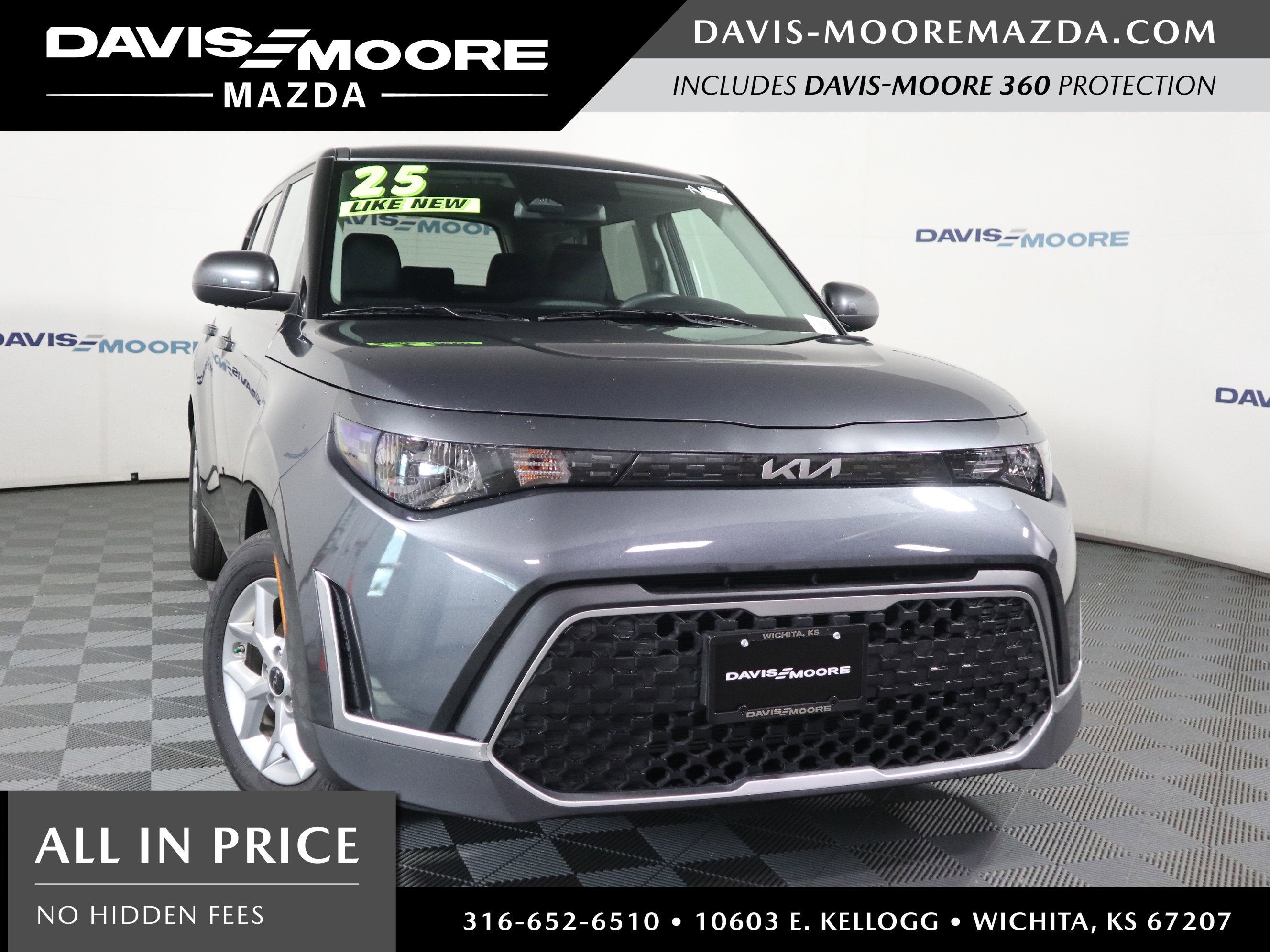 2025 Kia Soul LX in Gravity Gray — front three-quarter view